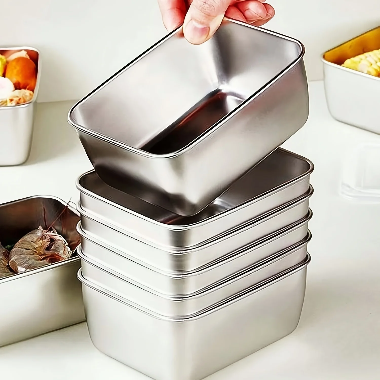 Food Storage Stainless Steel Containers - Paslanmaz Çelik Gıda Saklama Kapları Seti
