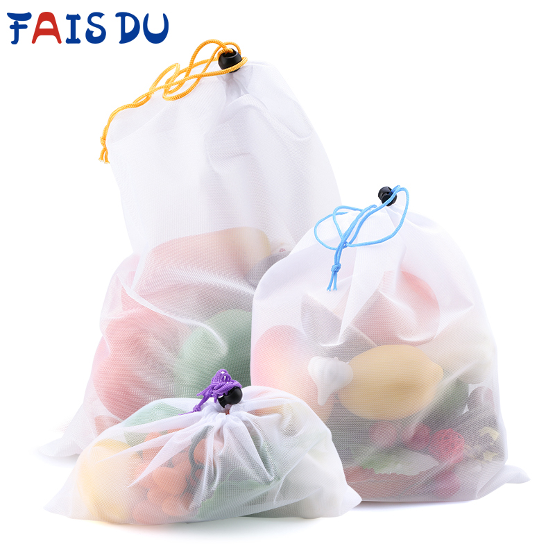 Produce Bag Reusable Mesh - 3/9/15 adet Yeniden Kullanılabilir Sebze Meyve