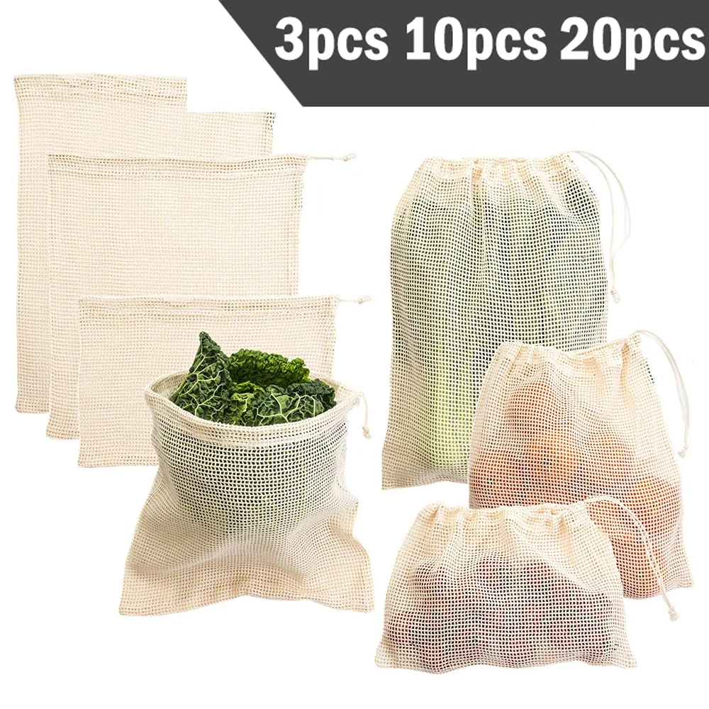 Produce Bag Reusable Mesh - 3 6 10 adet Yeniden Kullanılabilir