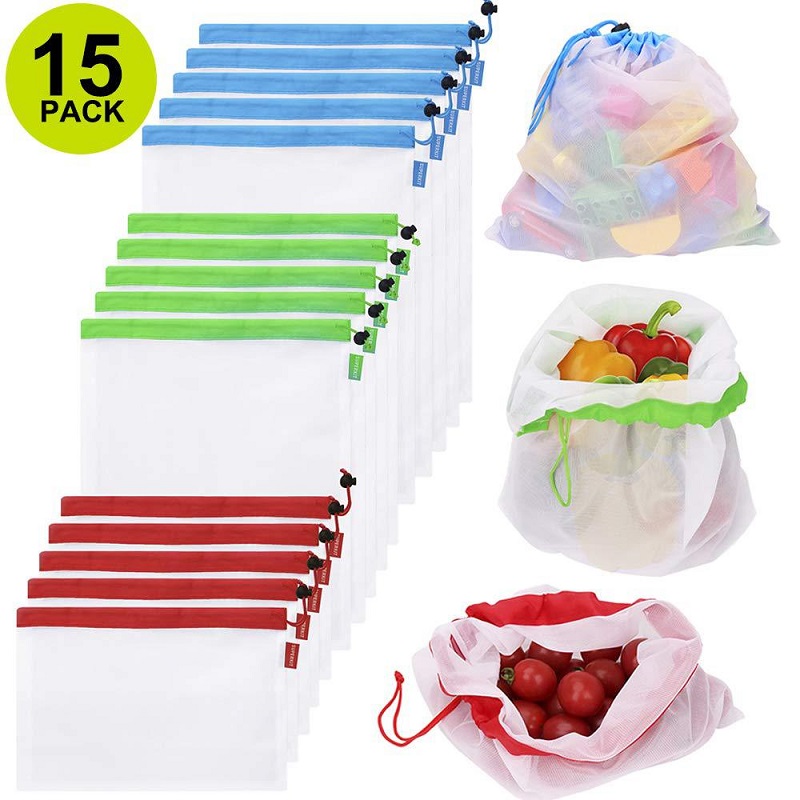 Produce Bag Reusable Mesh - 3 boyutları kullanımlık örgü üretmek için
