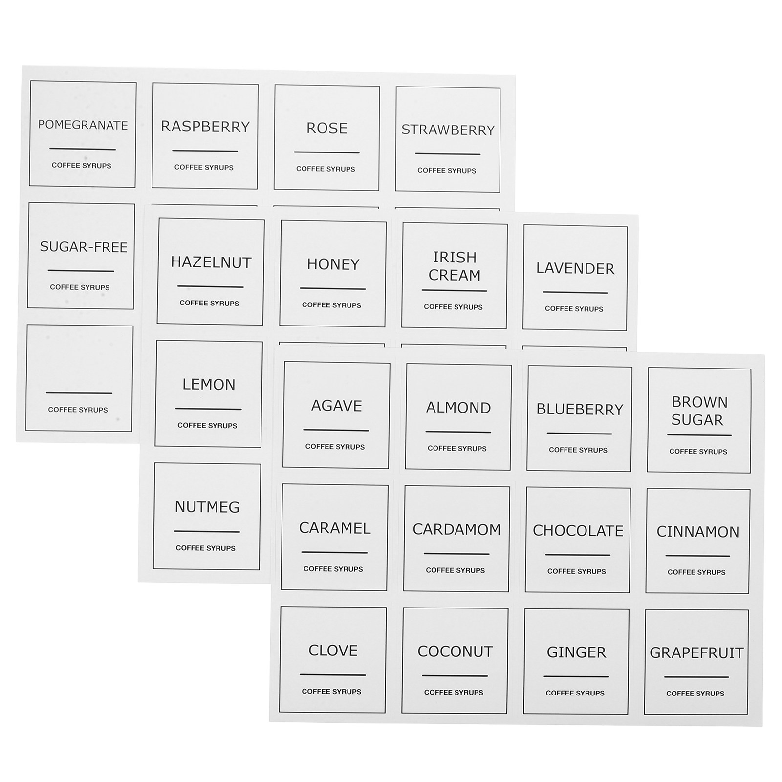 Food Storage Jar Labels - 3 Adet Plastik Kahve Şurubu Etiketi,