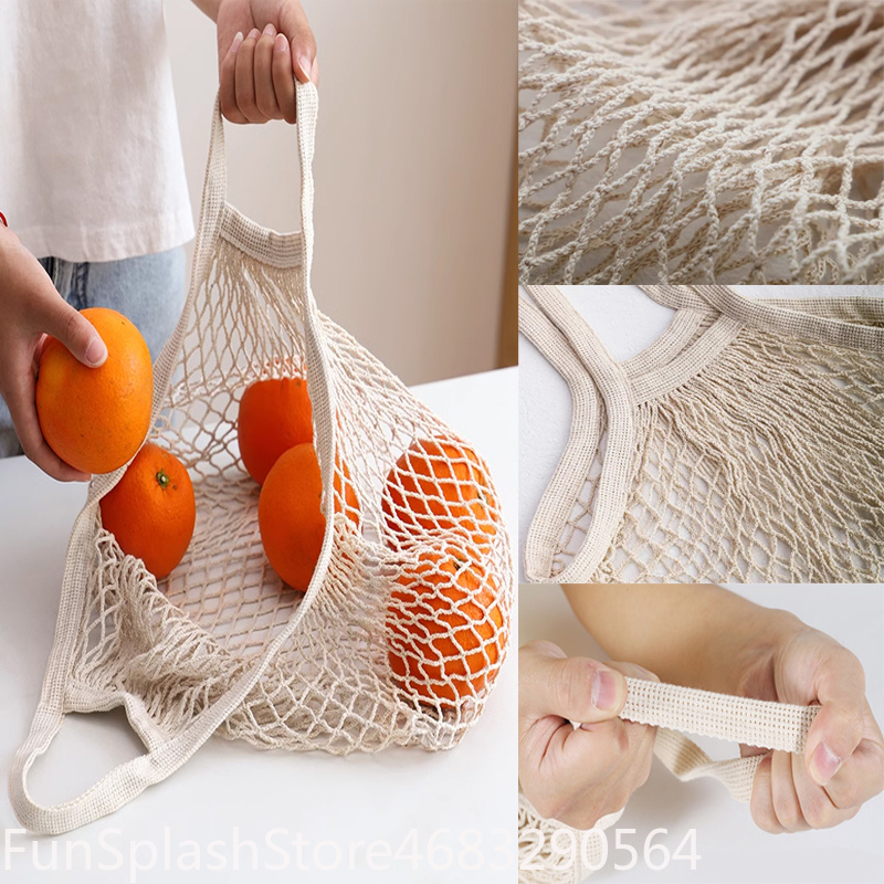 Produce Bag Reusable Mesh - Elde Taşınabilir Katlanabilir Pamuklu File Alışveriş