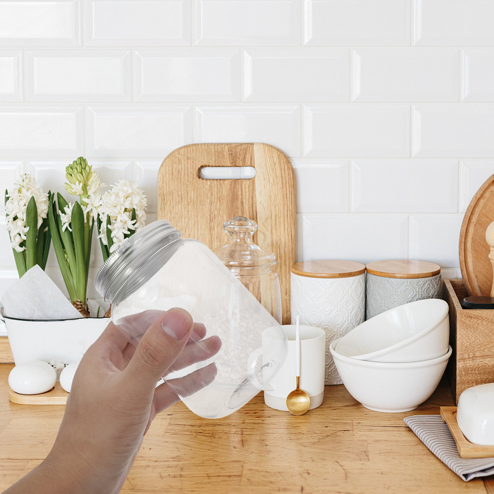 4 adet şeffaf plastik kavanozl - Food Storage Jars incelemesi ve fiyatı