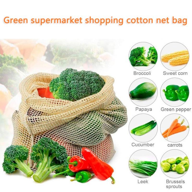 3 adet/grup pamuk örgü sebze t - Produce Bag Reusable Mesh incelemesi ve fiyatı